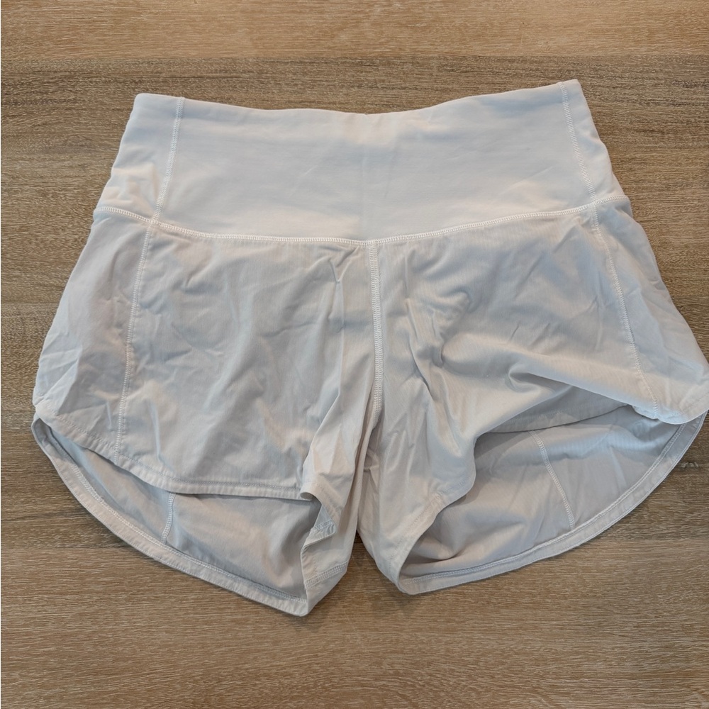 White Lululemon Speed Up Shorts